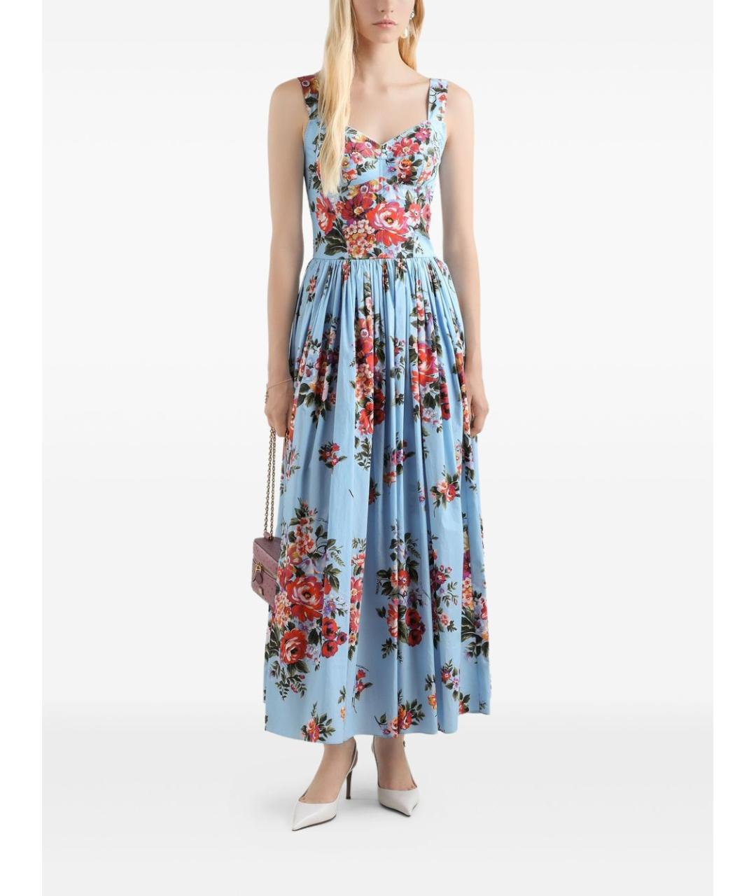 DOLCE&GABBANA Голубое хлопковое повседневное платье, фото 3