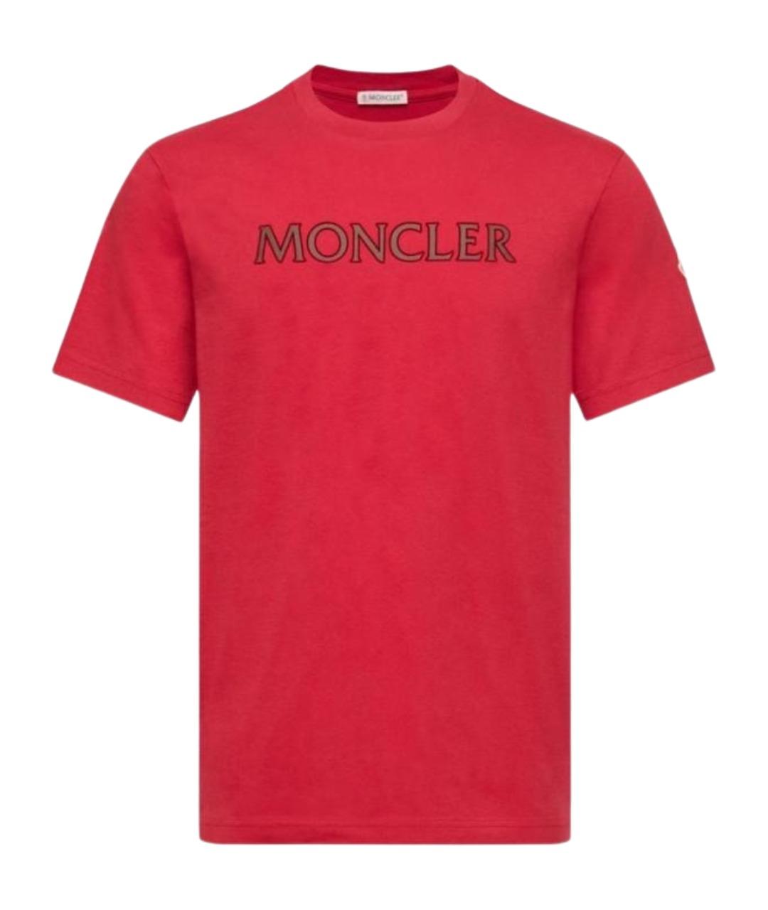 MONCLER Красная хлопковая футболка, фото 1