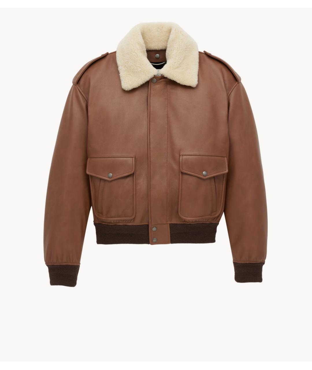 SAINT LAURENT Коричневая кожаная куртка, фото 7