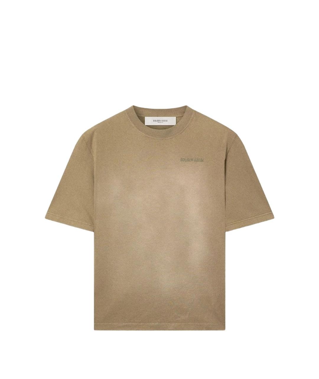 GOLDEN GOOSE DELUXE BRAND Бежевая хлопковая футболка, фото 4