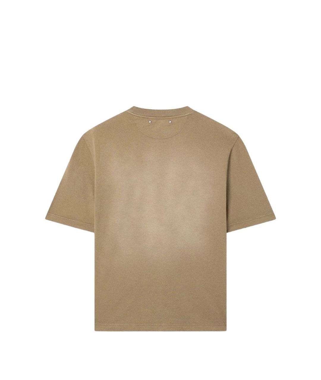GOLDEN GOOSE DELUXE BRAND Бежевая хлопковая футболка, фото 3