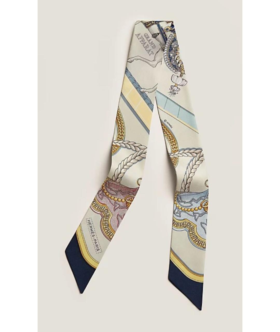 HERMES Голубой шелковый платок, фото 3