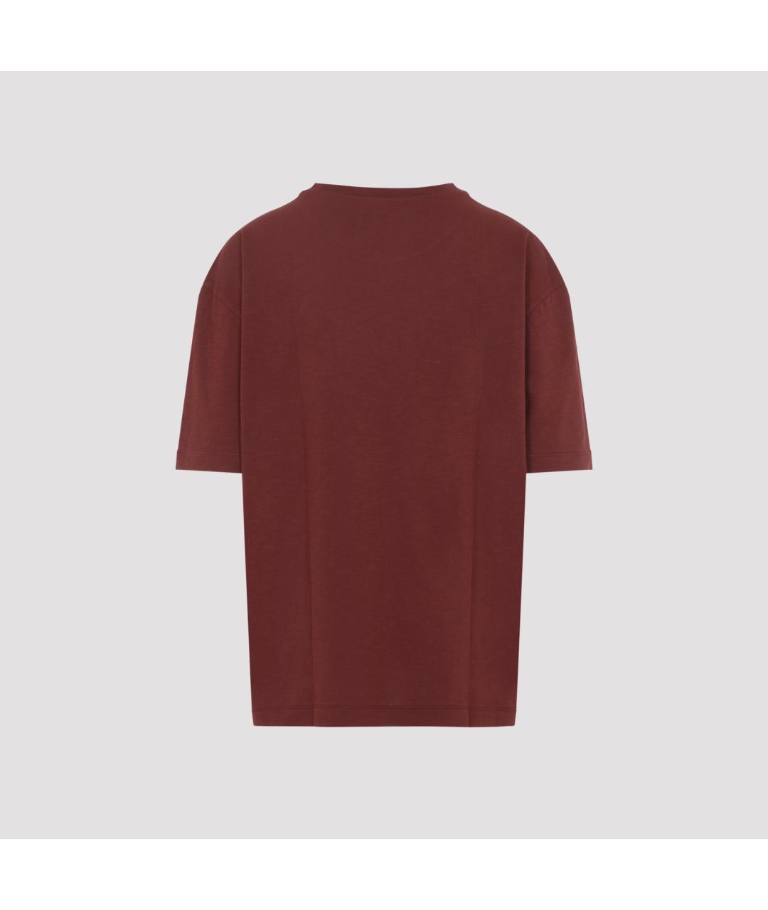 MAISON MARGIELA Бордовая хлопковая футболка, фото 3