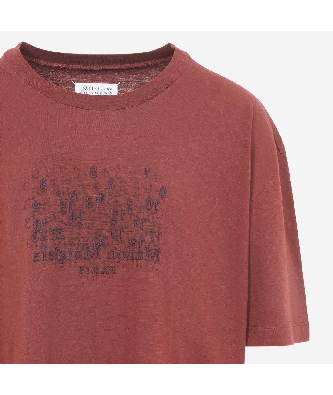 MAISON MARGIELA Бордовая хлопковая футболка, фото 4