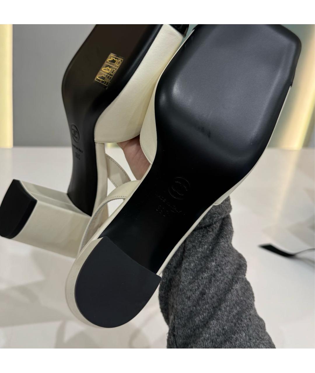 CHANEL Бежевые кожаные туфли, фото 4