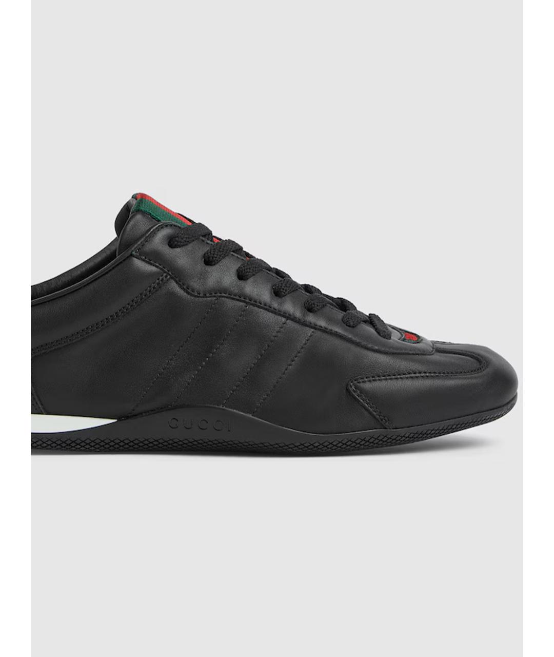 GUCCI Черные кожаные низкие кроссовки / кеды, фото 2