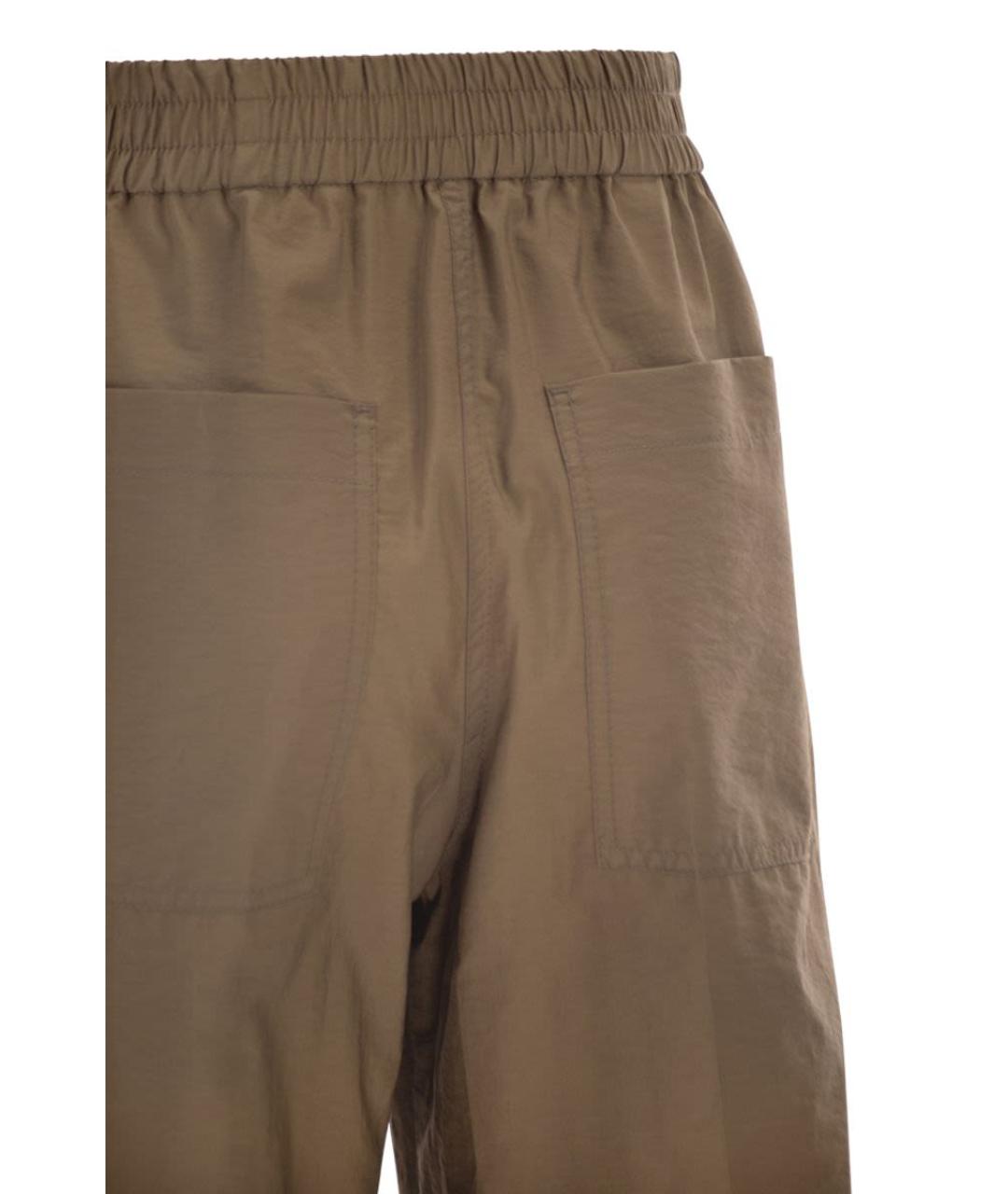 BRUNELLO CUCINELLI Коричневые хлопковые прямые брюки, фото 4
