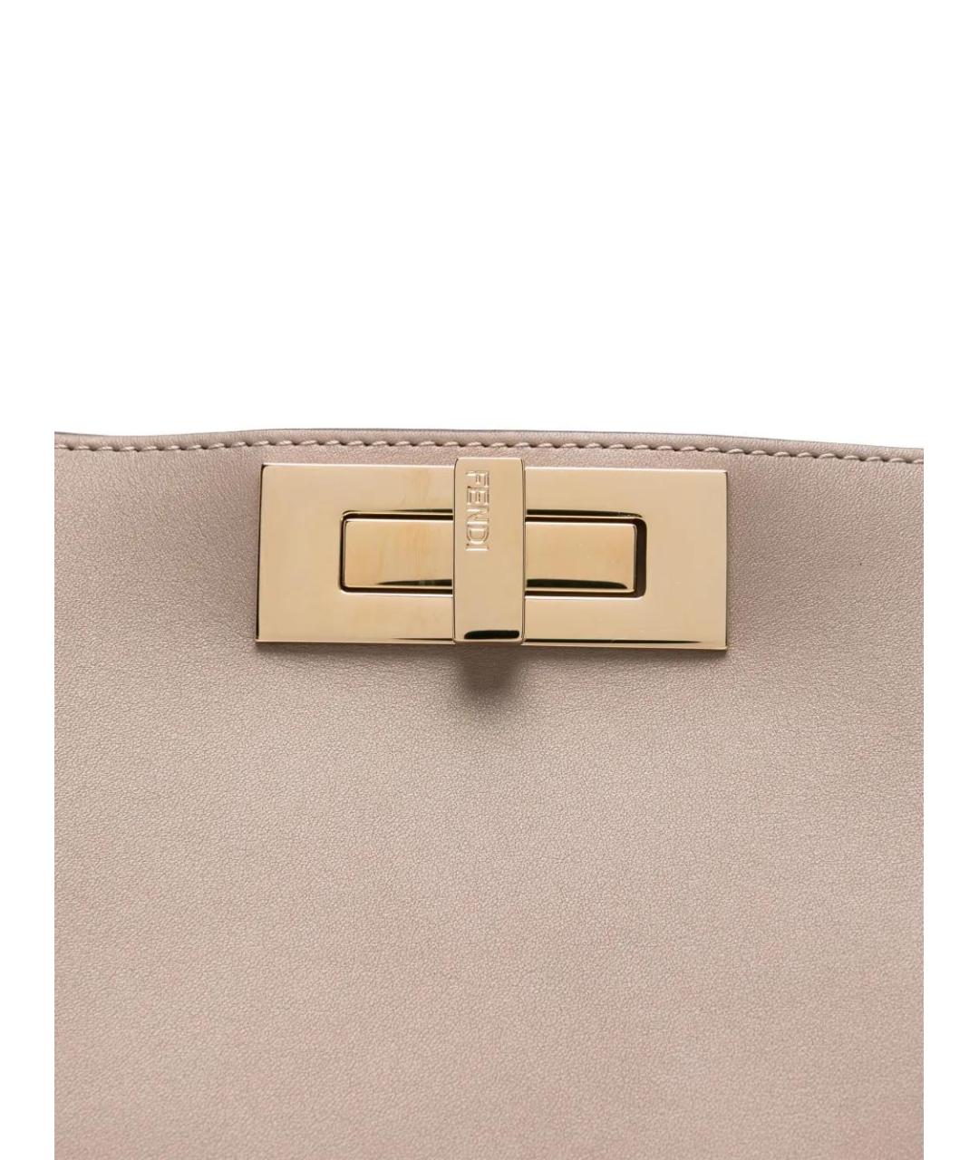 FENDI Бежевая кожаная сумка через плечо, фото 4