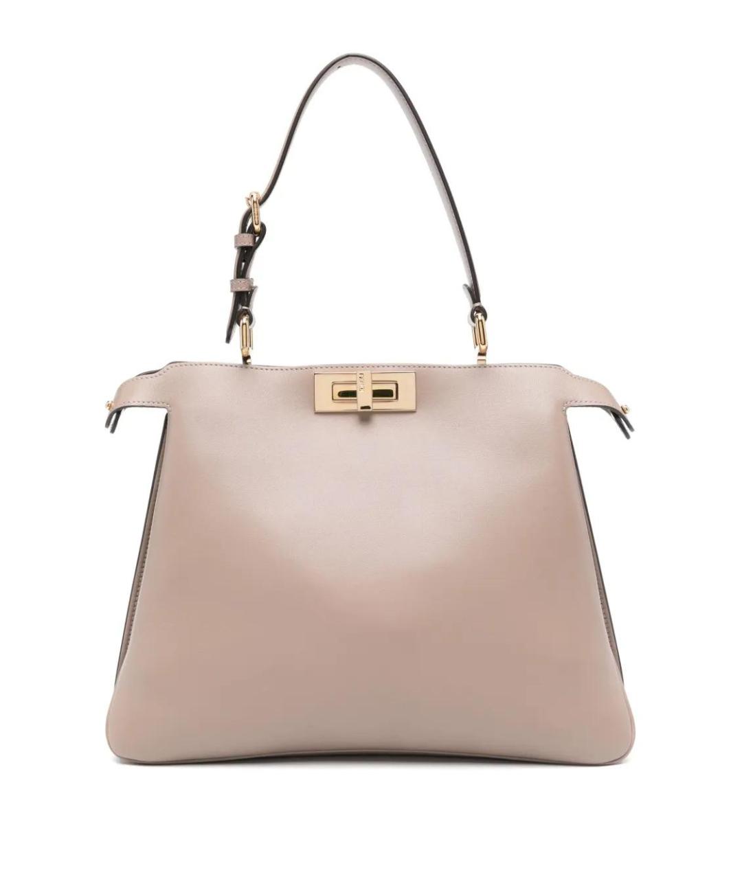 FENDI Бежевая кожаная сумка через плечо, фото 1