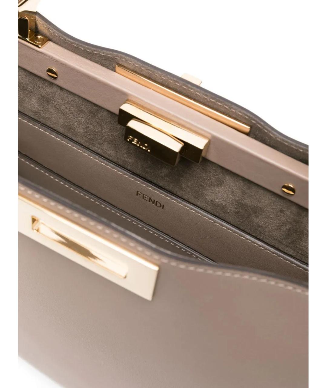 FENDI Бежевая кожаная сумка через плечо, фото 5