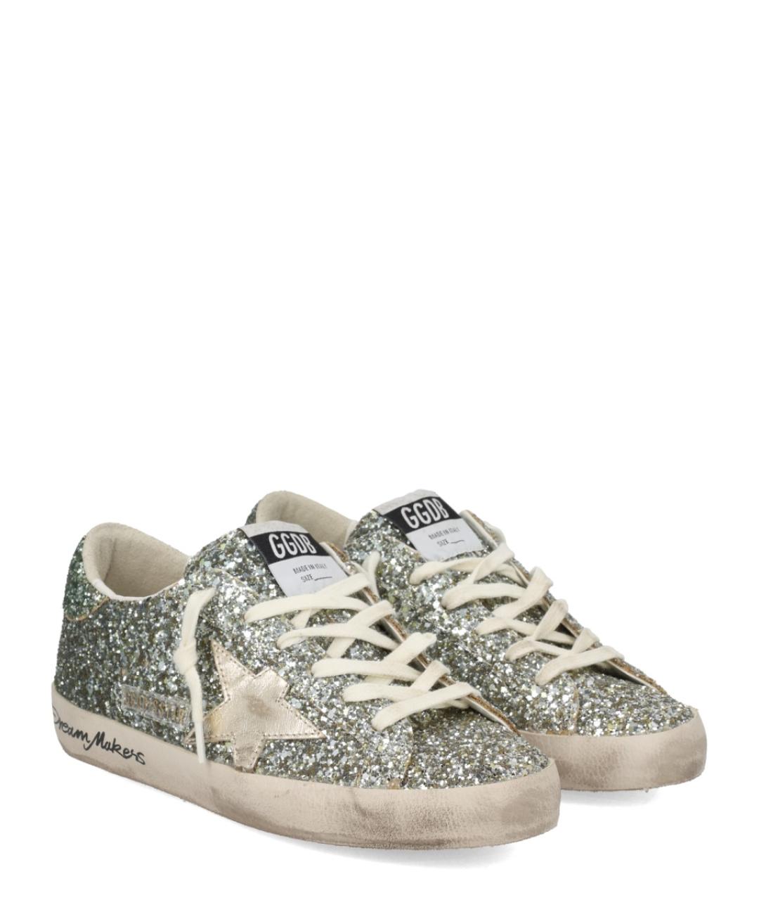 GOLDEN GOOSE DELUXE BRAND Серебряные кожаные кроссовки, фото 2