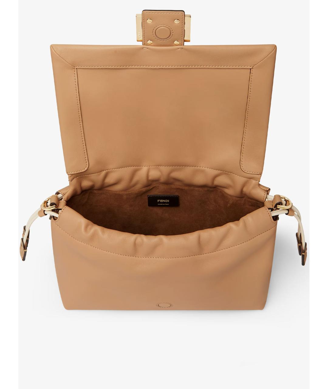 FENDI Бежевая кожаная сумка через плечо, фото 4