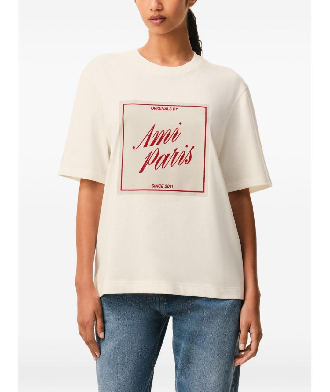 Ami Paris Белая хлопковая футболка, фото 4