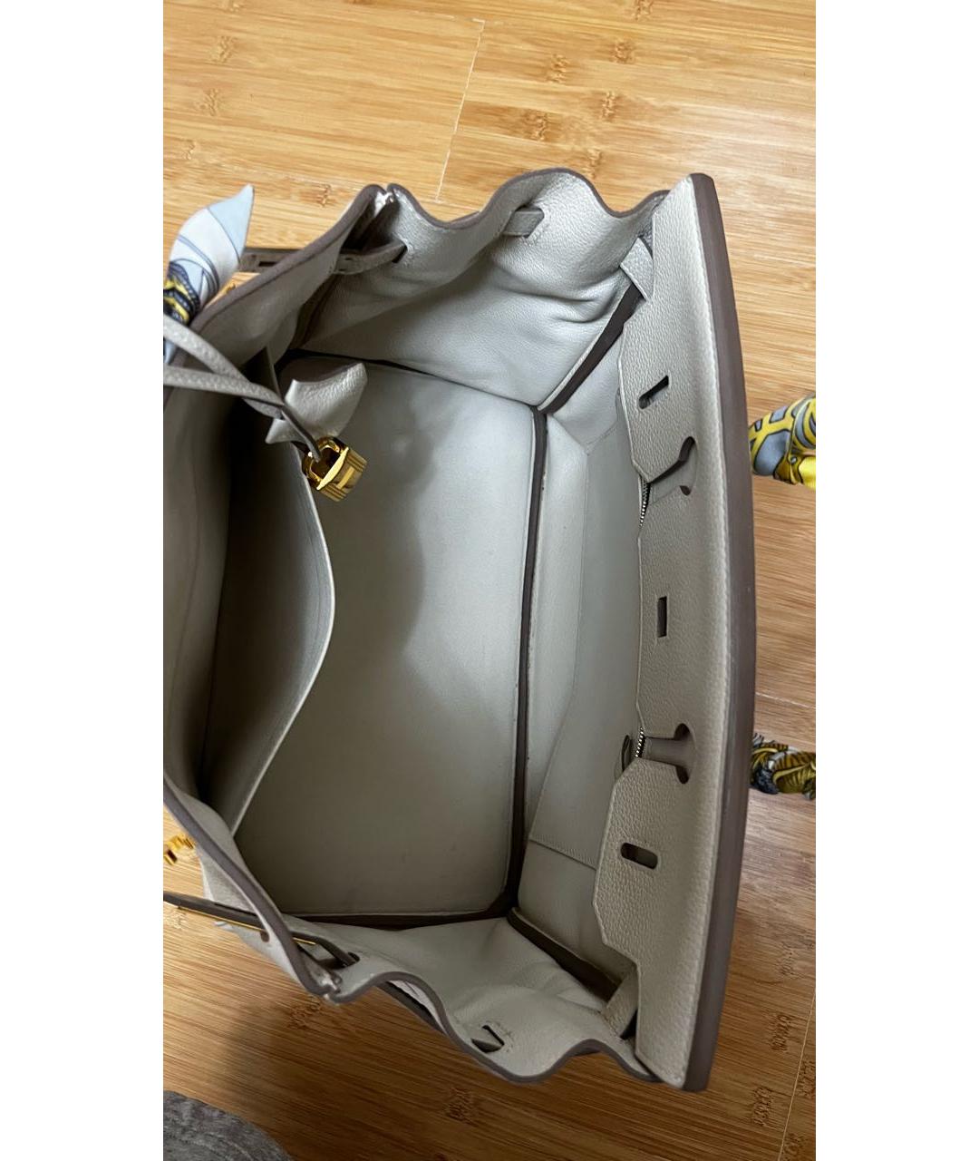 HERMES Бежевая кожаная сумка с короткими ручками, фото 2