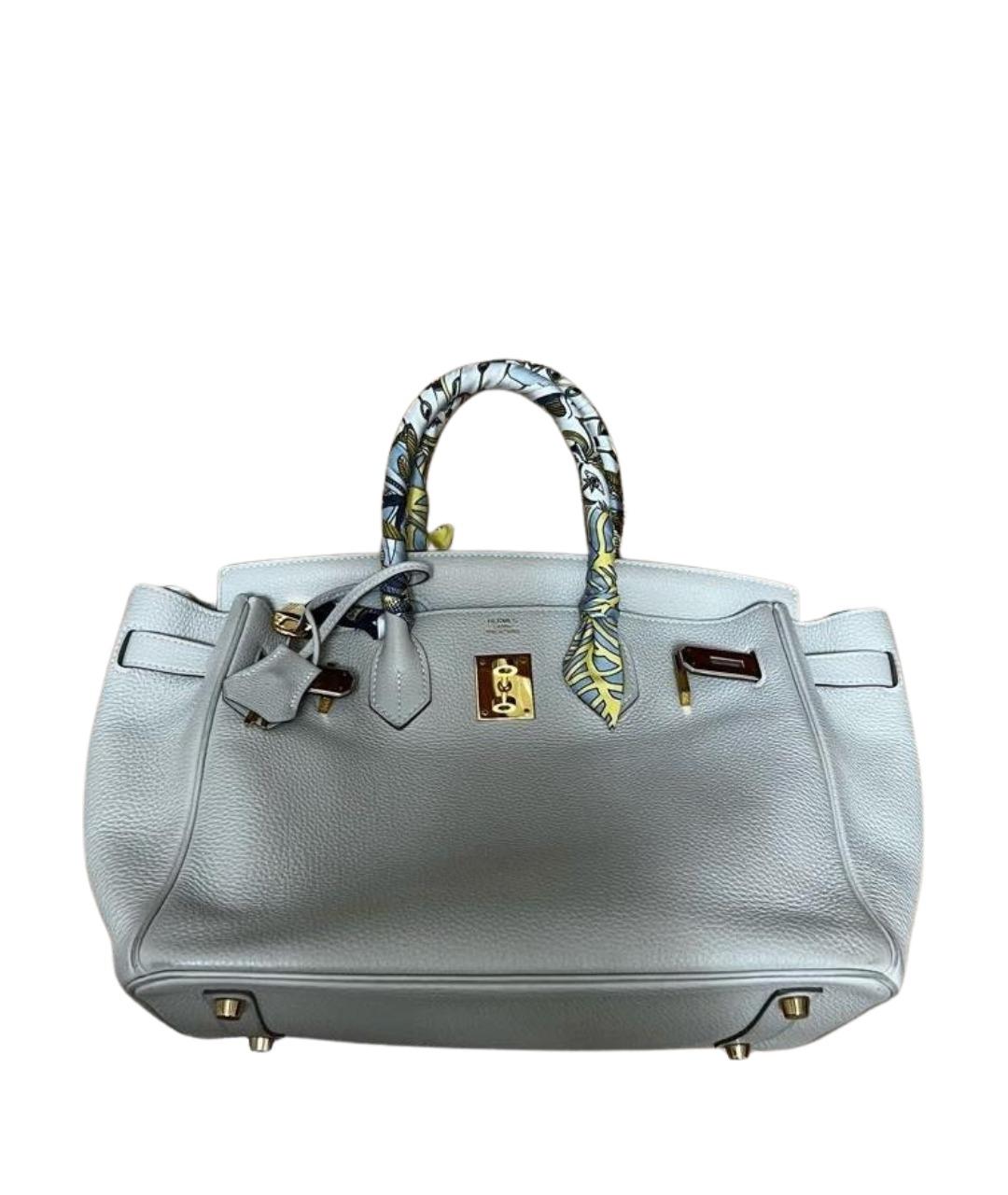 HERMES Бежевая кожаная сумка с короткими ручками, фото 1