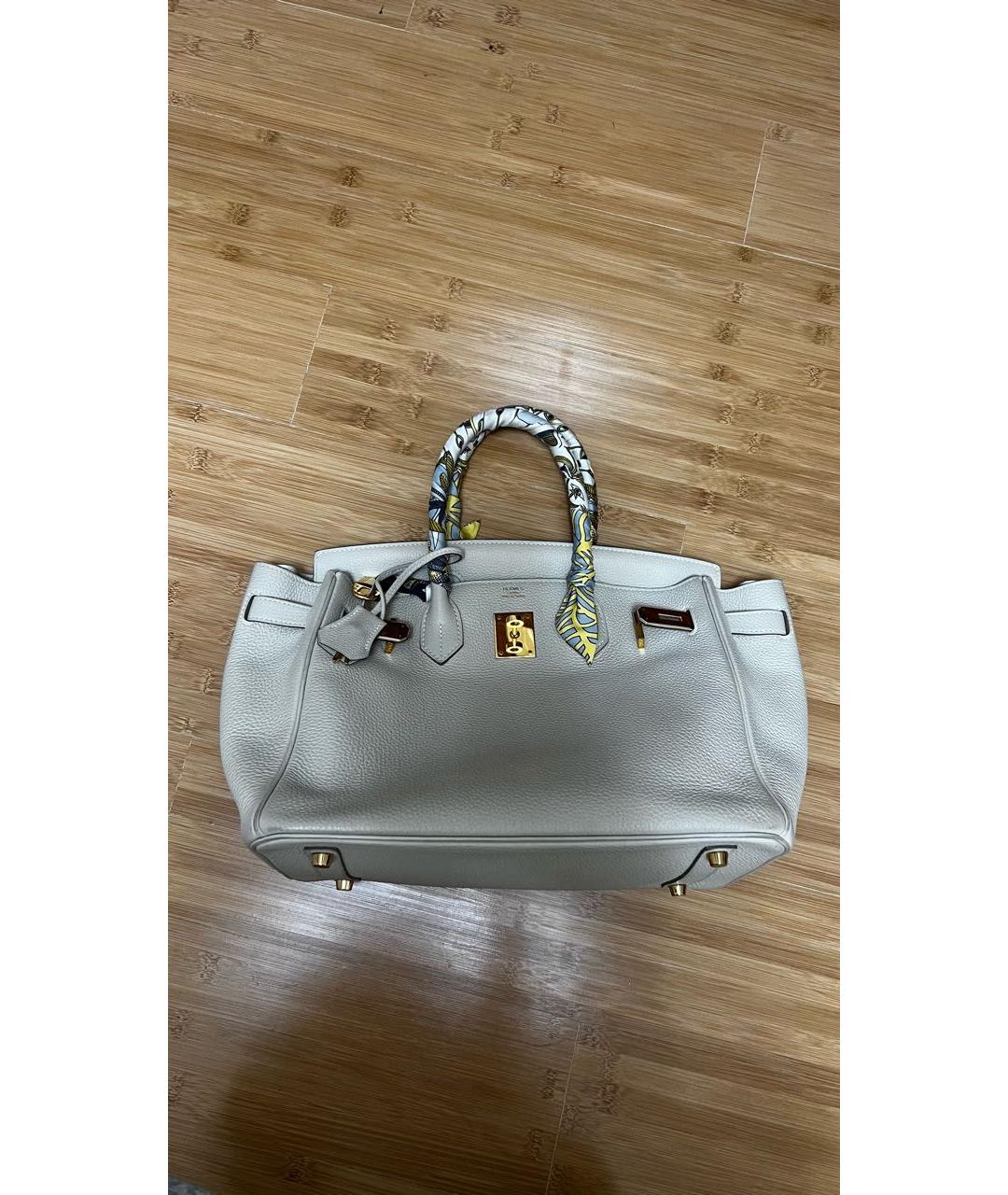 HERMES Бежевая кожаная сумка с короткими ручками, фото 4