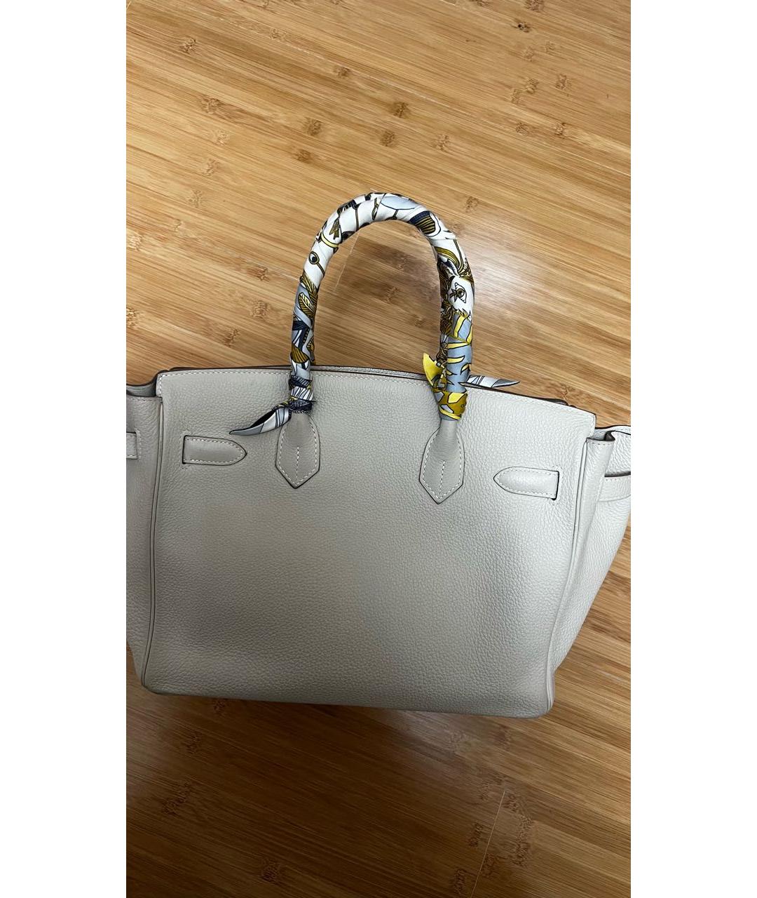 HERMES Бежевая кожаная сумка с короткими ручками, фото 3