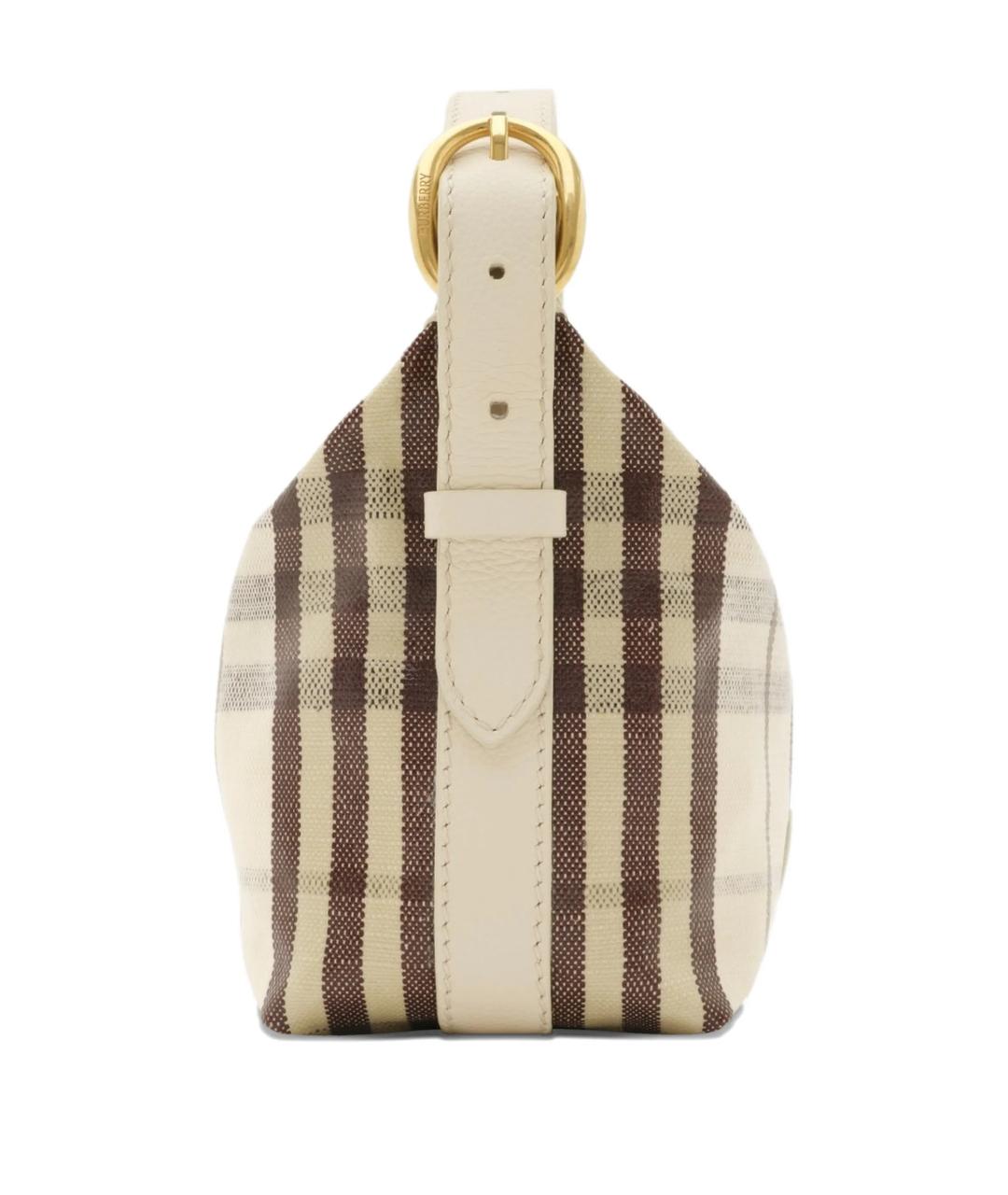 BURBERRY Бежевая тканевая сумка с короткими ручками, фото 3