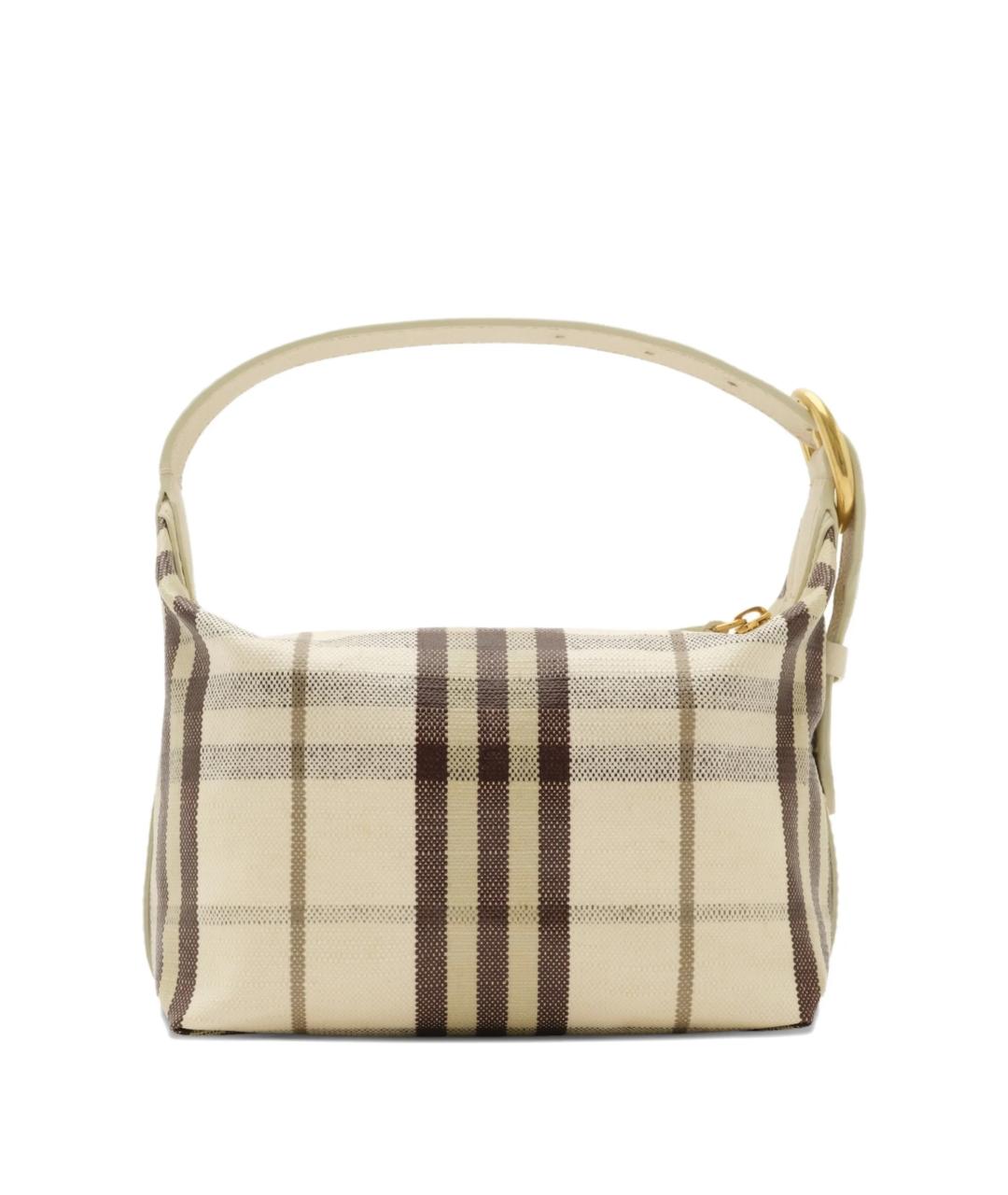 BURBERRY Бежевая тканевая сумка с короткими ручками, фото 2