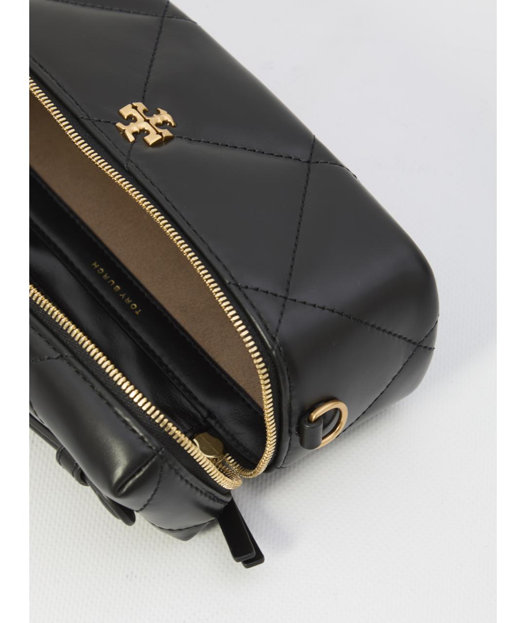 TORY BURCH Черная кожаная сумка с короткими ручками, фото 4
