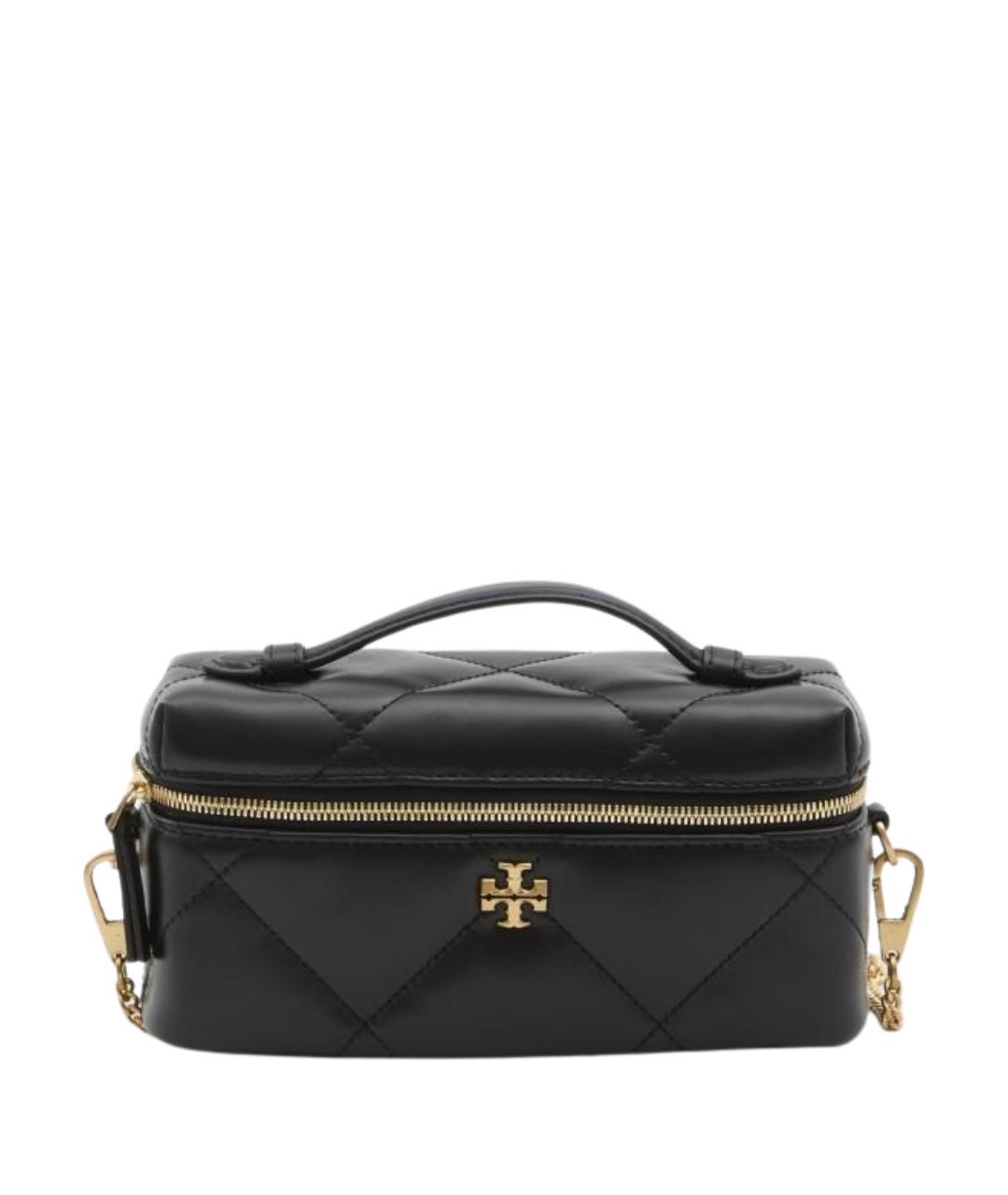 TORY BURCH Черная кожаная сумка с короткими ручками, фото 1