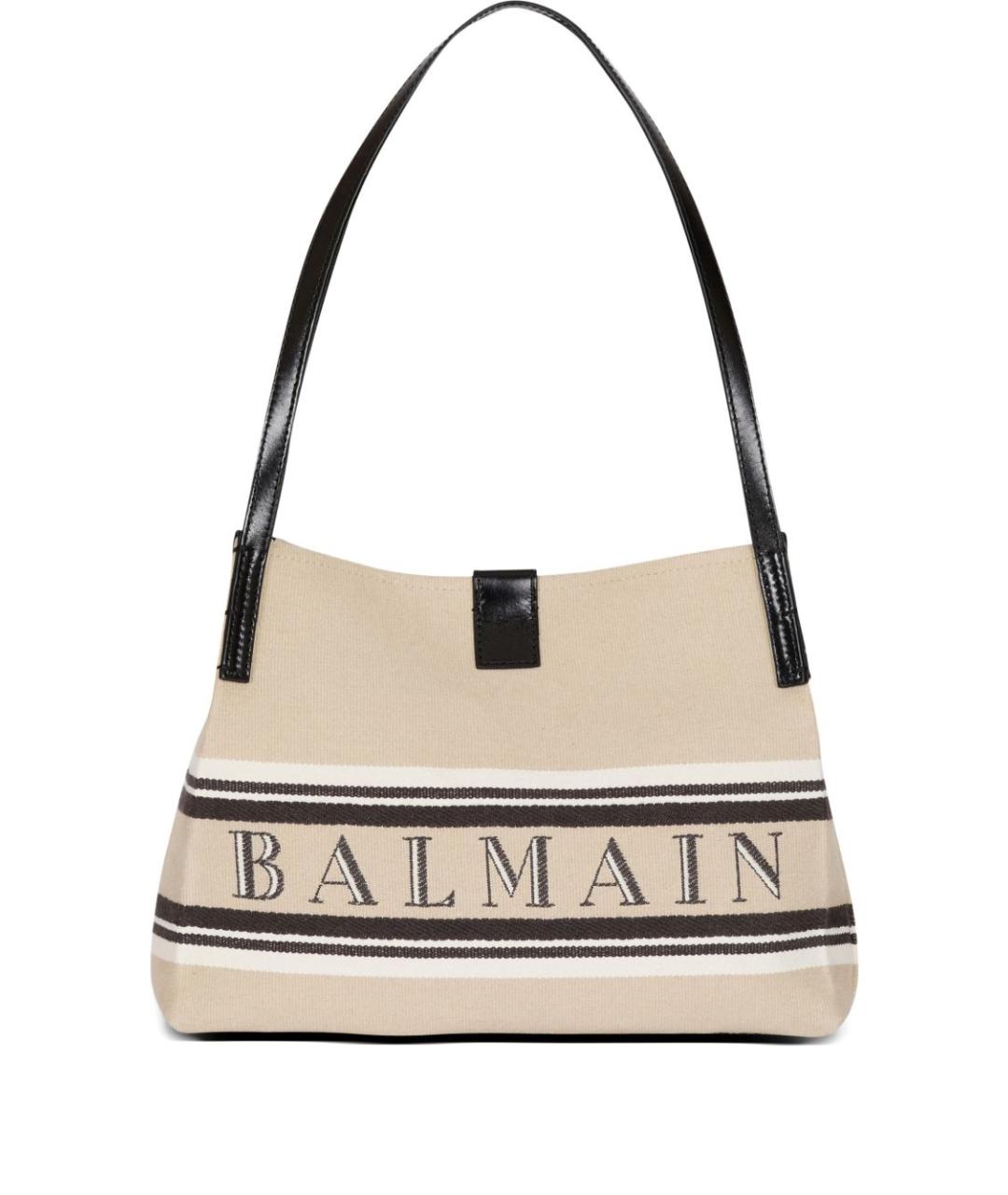 BALMAIN Бежевая тканевая сумка тоут, фото 1