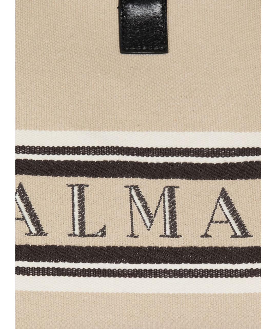 BALMAIN Бежевая тканевая сумка тоут, фото 5