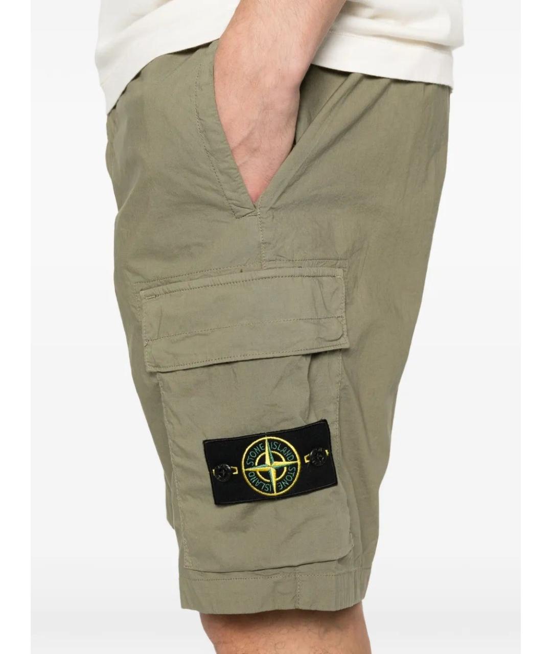 STONE ISLAND Хаки хлопковые шорты, фото 4