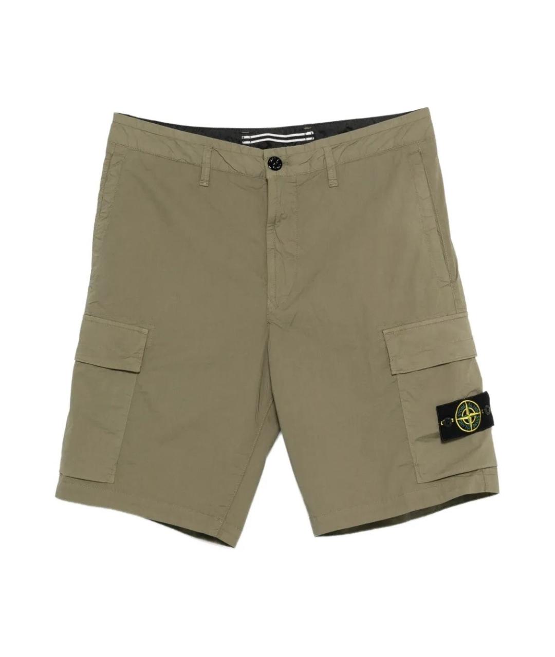 STONE ISLAND Хаки хлопковые шорты, фото 1