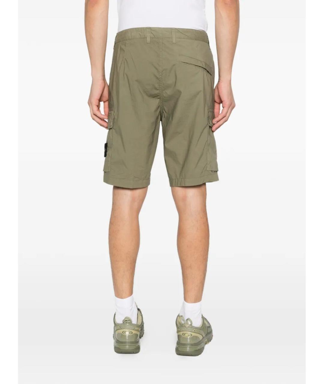 STONE ISLAND Хаки хлопковые шорты, фото 3