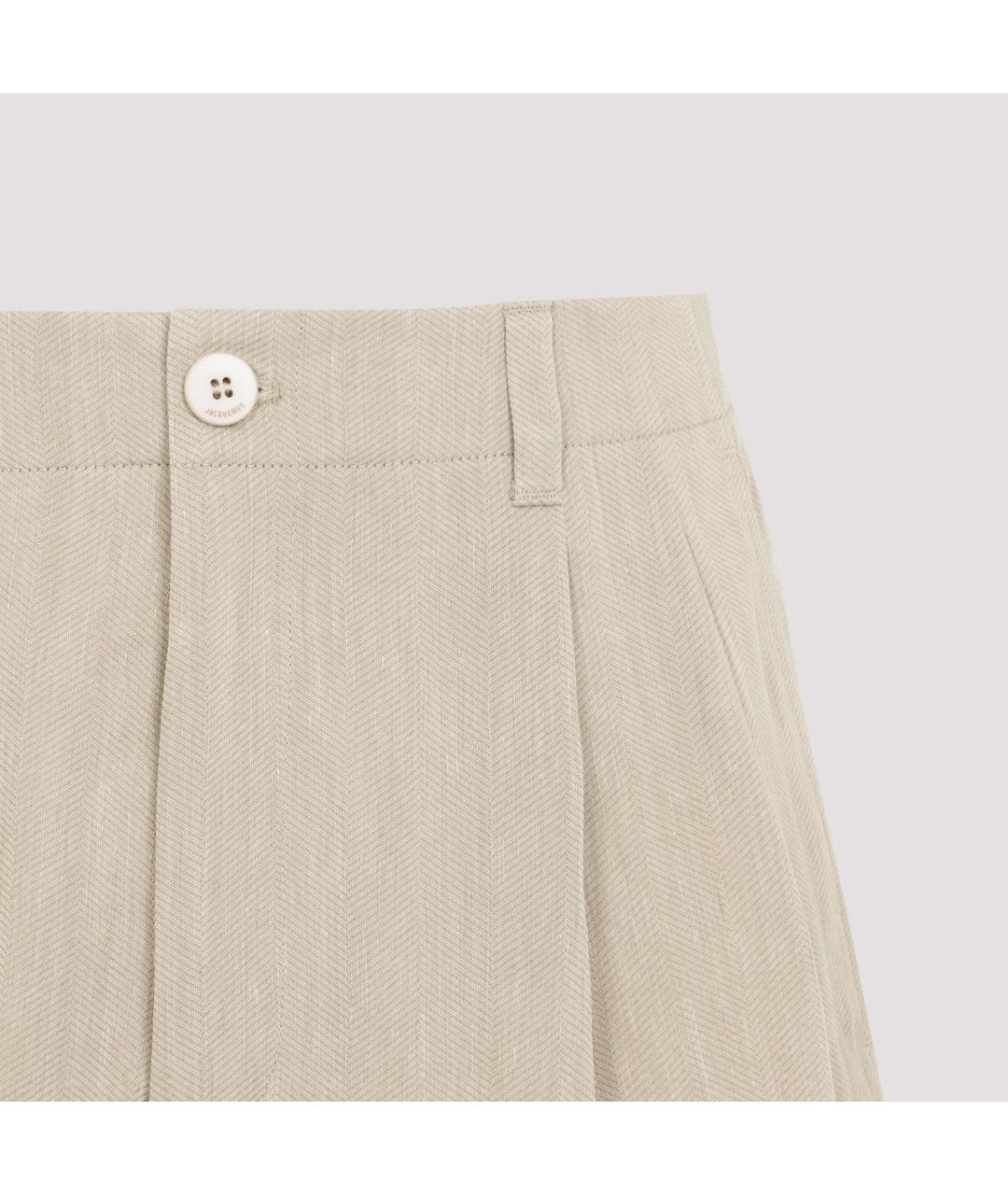 JACQUEMUS Бежевые льняные шорты, фото 4