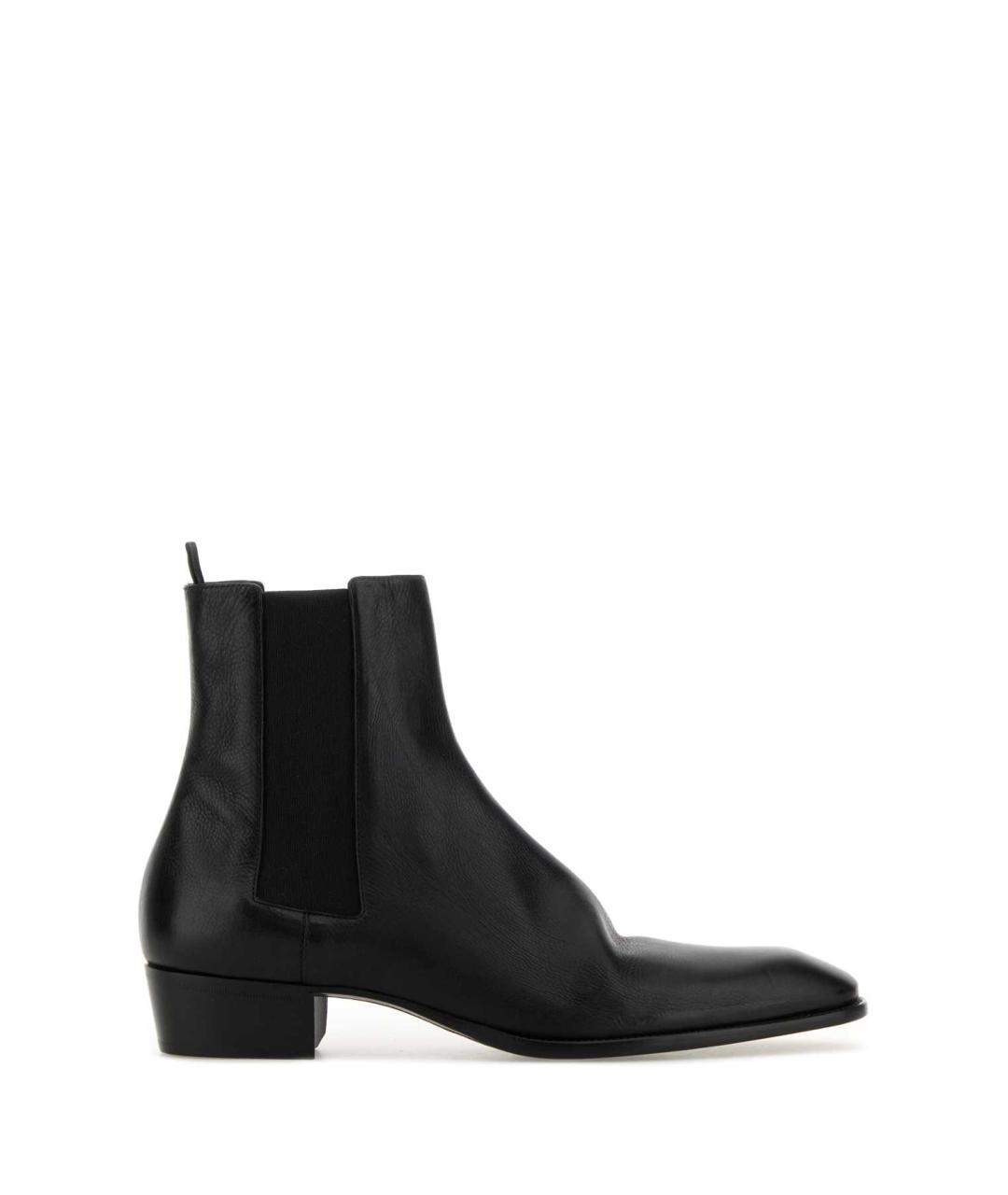 SAINT LAURENT Черные кожаные высокие ботинки, фото 3