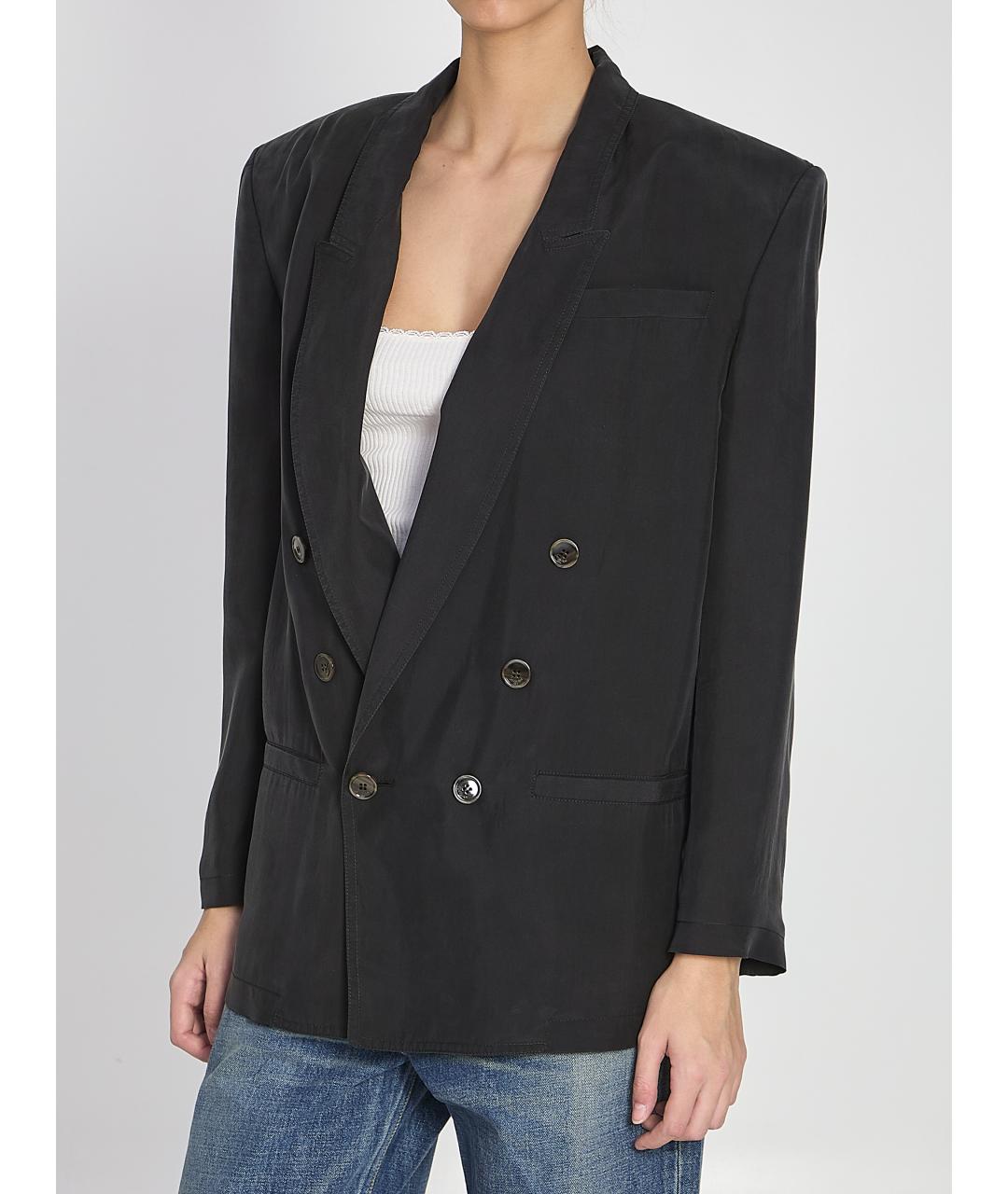 SAINT LAURENT Черный шелковый жакет/пиджак, фото 3