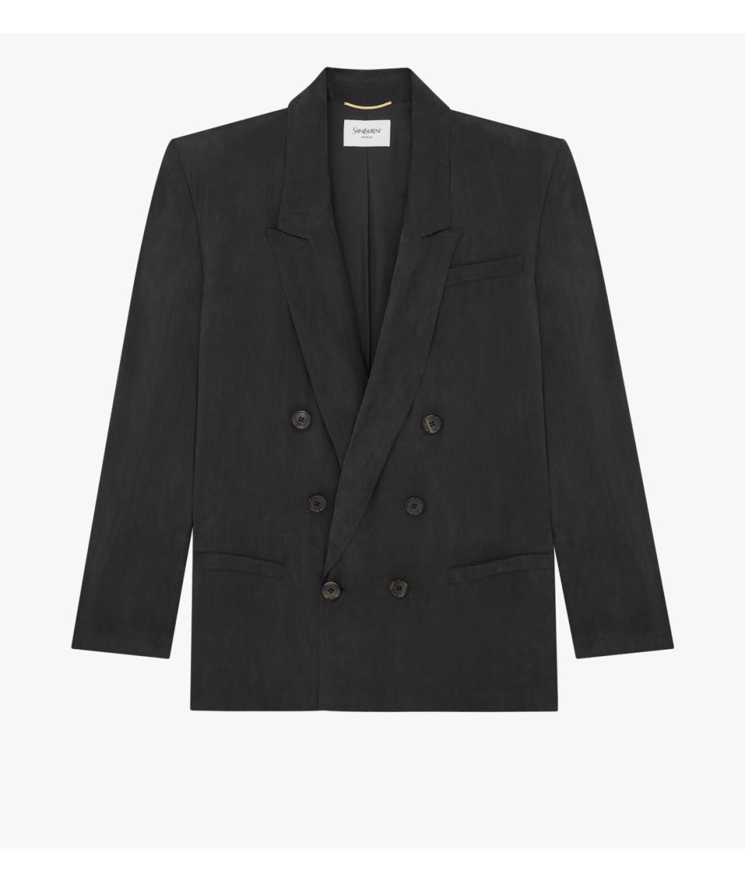 SAINT LAURENT Черный шелковый жакет/пиджак, фото 6