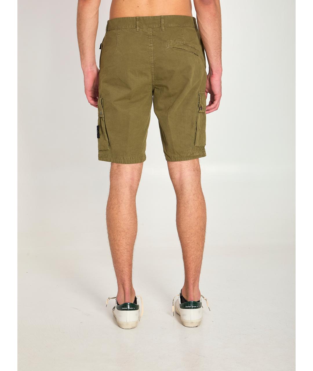 STONE ISLAND Хаки хлопковые шорты, фото 4
