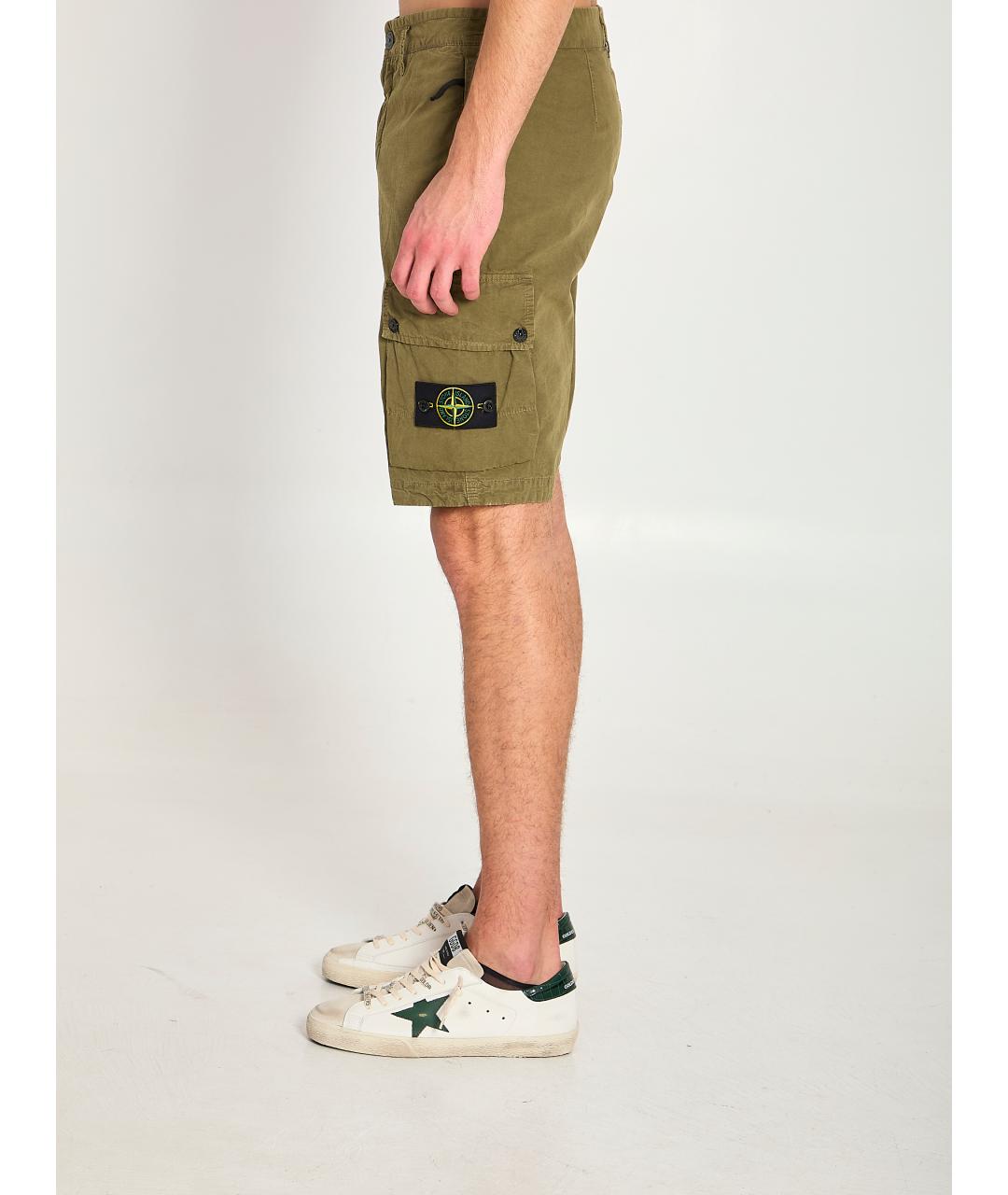 STONE ISLAND Хаки хлопковые шорты, фото 3