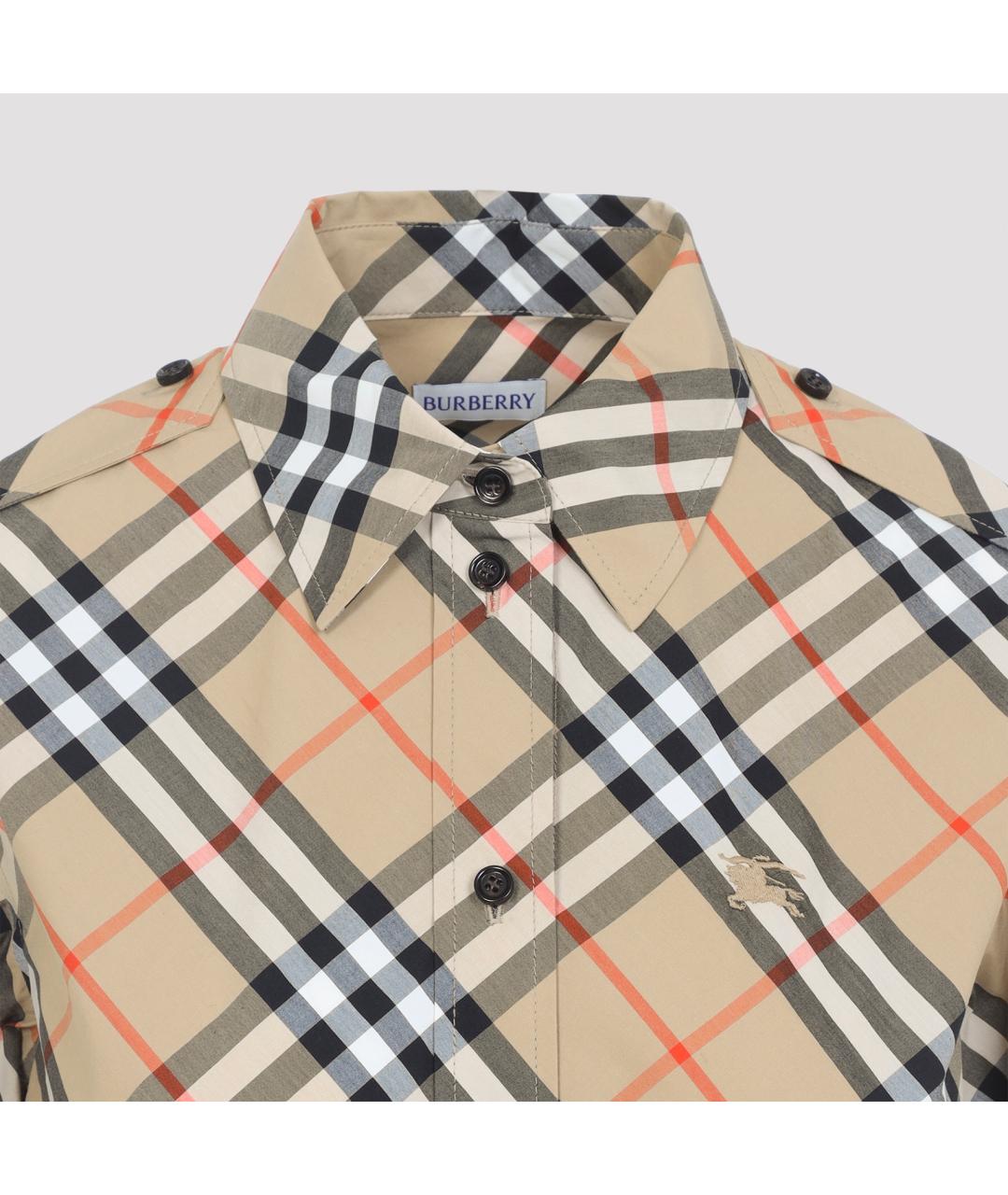 BURBERRY Бежевое хлопковое повседневное платье, фото 4