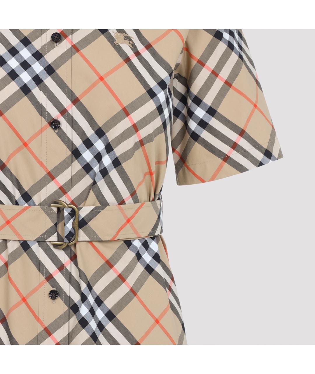 BURBERRY Бежевое хлопковое повседневное платье, фото 5