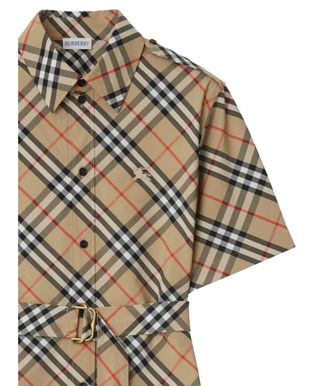 BURBERRY Бежевое хлопковое повседневное платье, фото 2