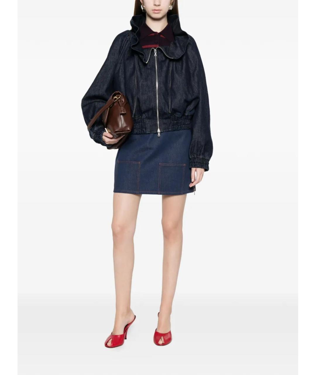 FENDI Темно-синяя хлопковая юбка мини, фото 4