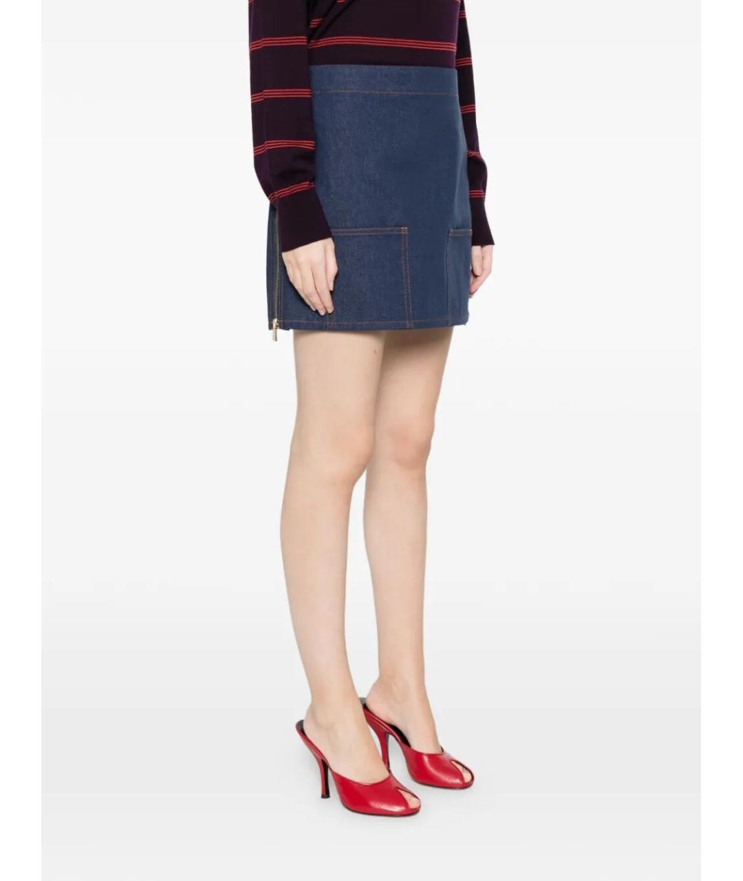 FENDI Темно-синяя хлопковая юбка мини, фото 3
