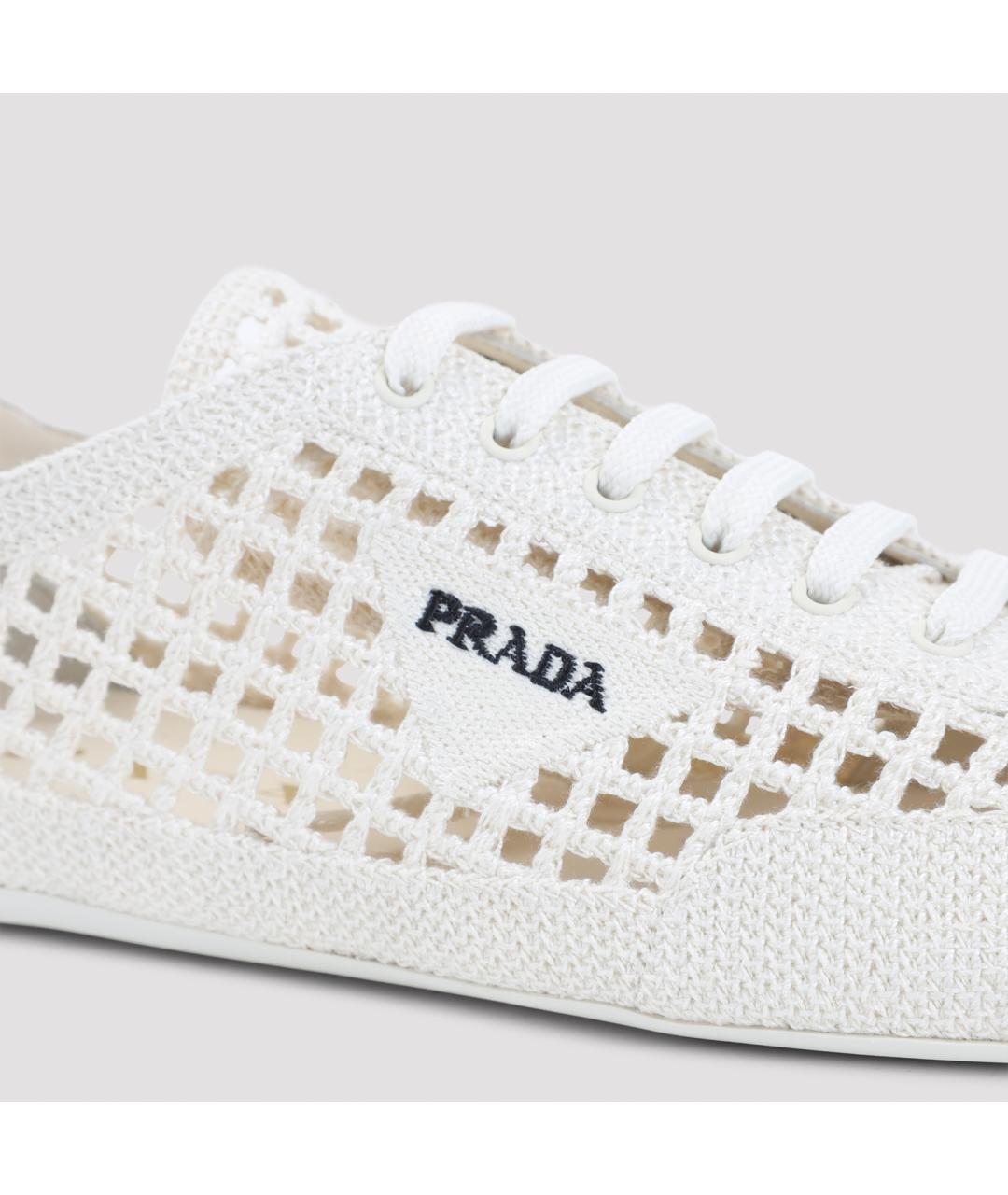 PRADA Белые текстильные кеды, фото 5