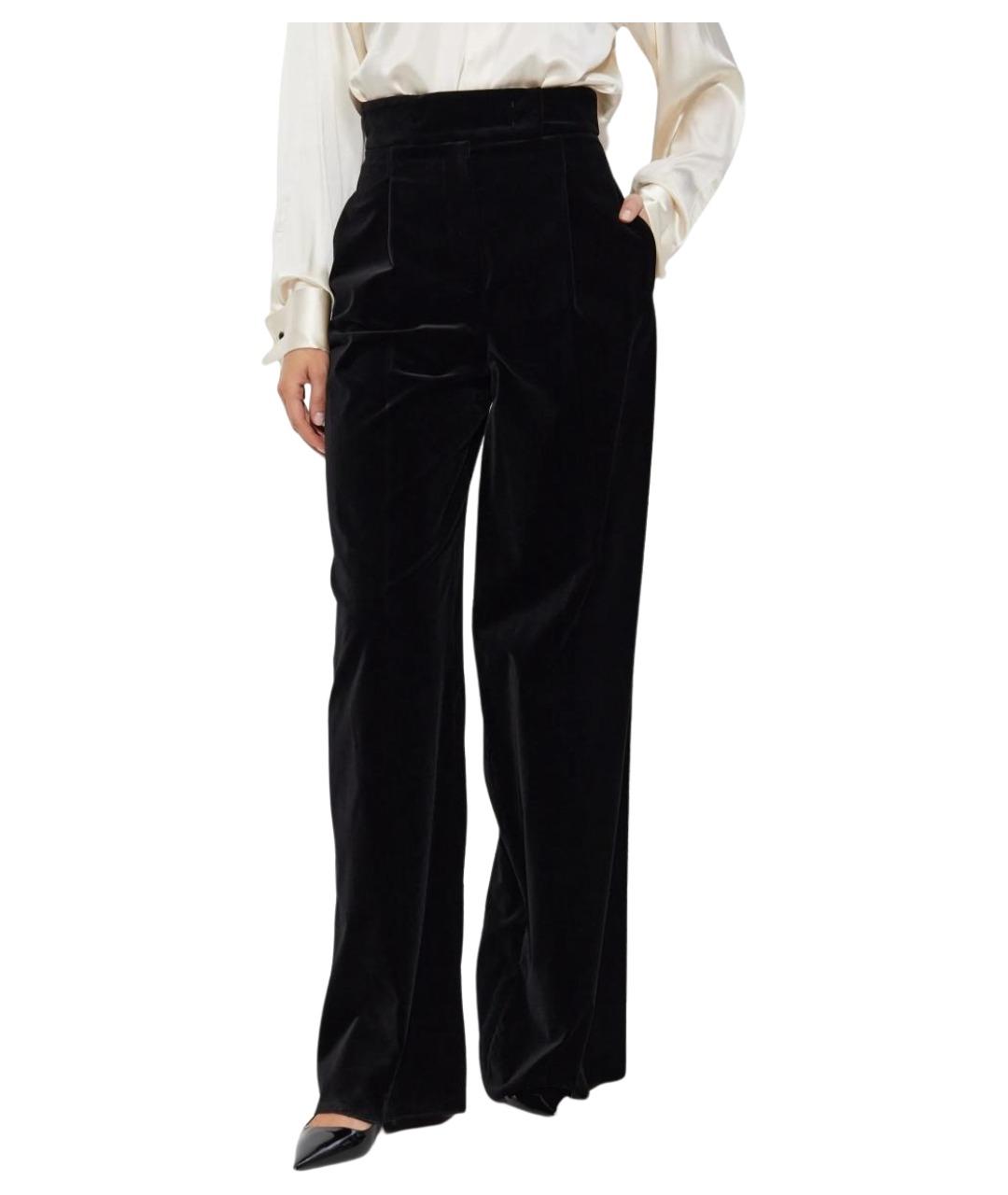 MAX MARA Черные хлопковые прямые брюки, фото 3