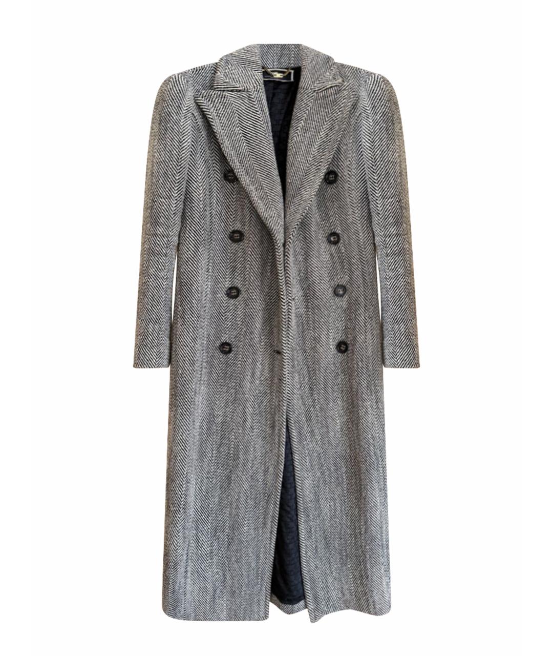 ELISABETTA FRANCHI Серое шерстяное пальто, фото 1