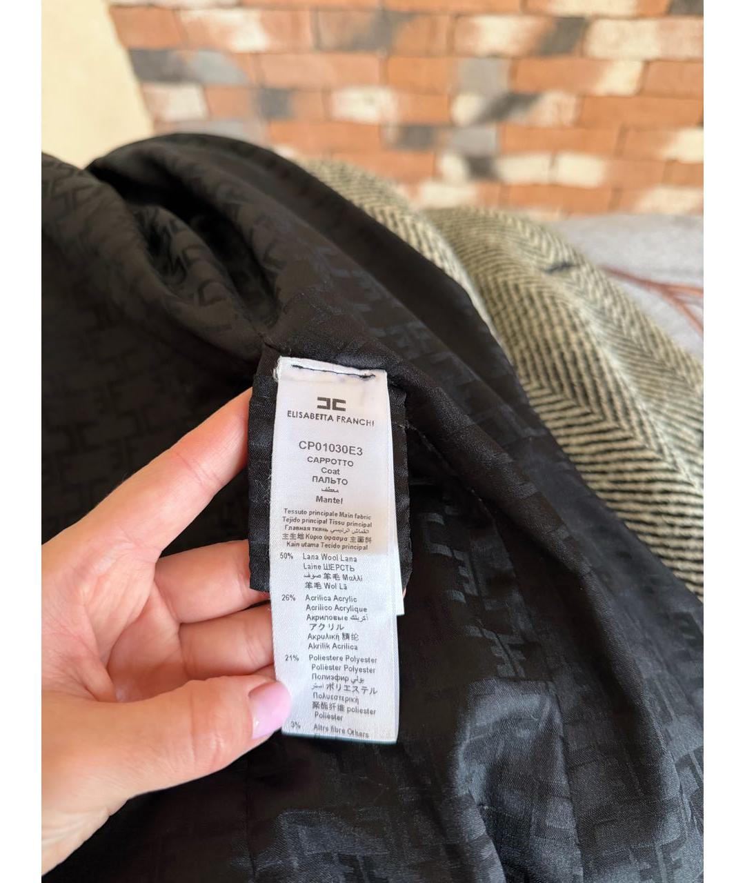ELISABETTA FRANCHI Серое шерстяное пальто, фото 8