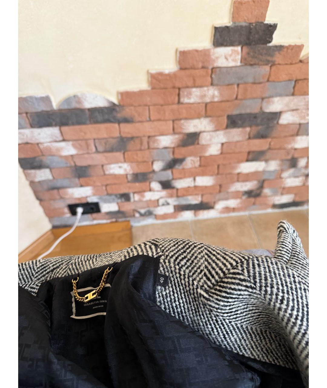 ELISABETTA FRANCHI Серое шерстяное пальто, фото 7