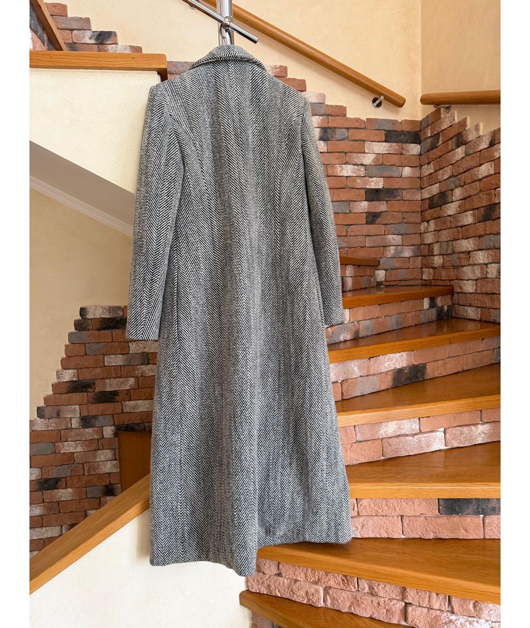 ELISABETTA FRANCHI Серое шерстяное пальто, фото 5