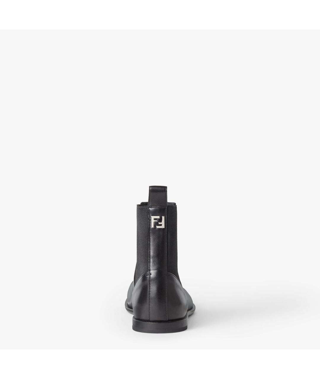 FENDI Черные кожаные высокие ботинки, фото 3