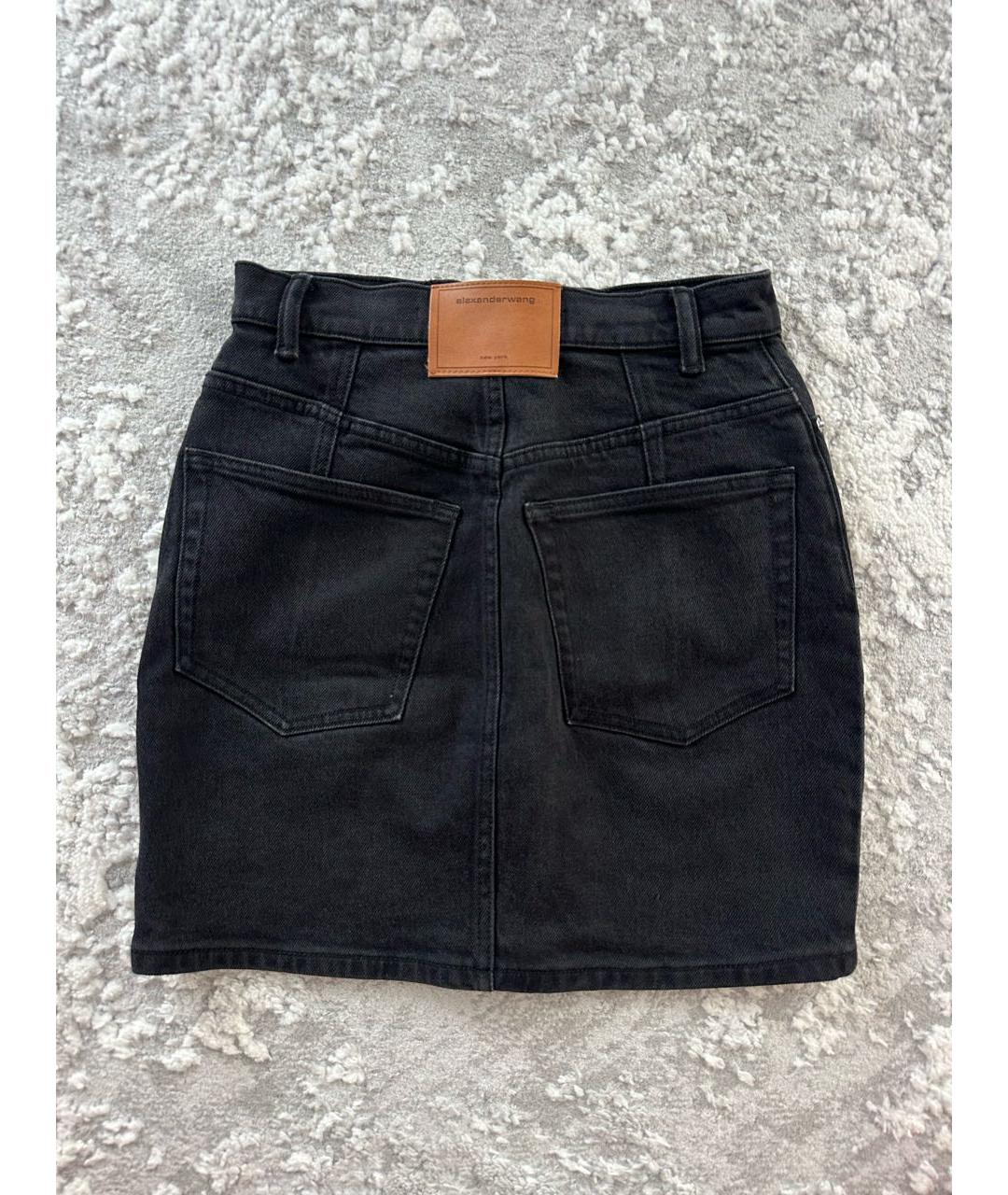 ALEXANDER WANG Антрацитовая деним юбка мини, фото 3