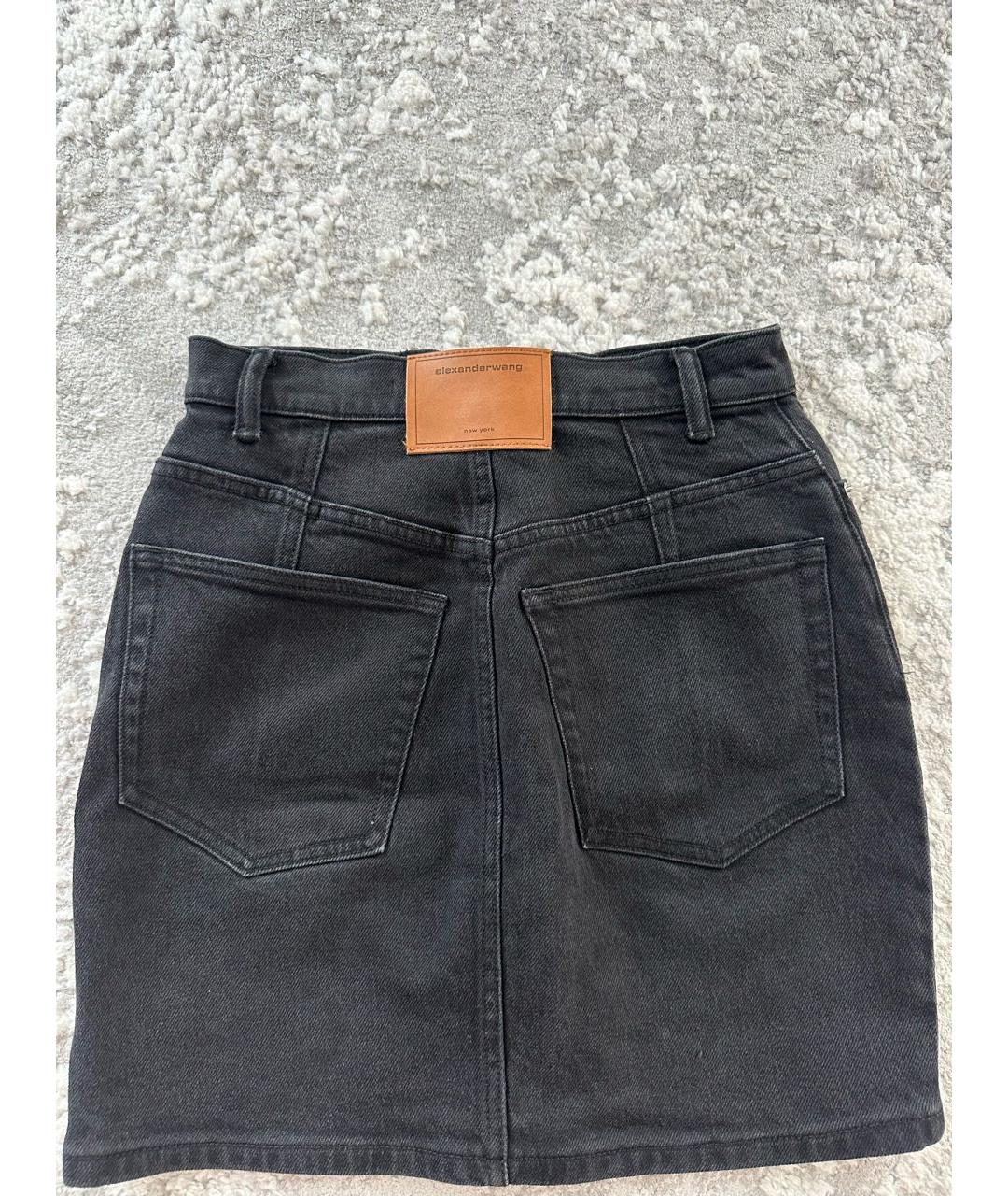 ALEXANDER WANG Антрацитовая деним юбка мини, фото 4